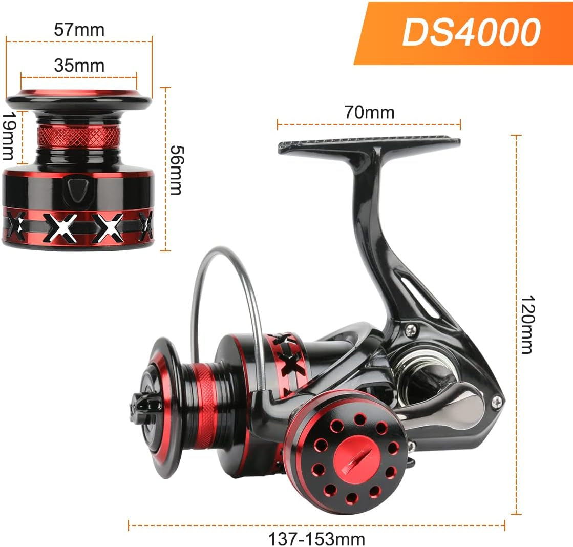 Lightweight Metal Spinning Reel for Freshwater and Saltwater Fishing, High-Speed Ultralight Trout Reel with 2+1 Ball Bearings, Left/Right Handle (Model 4000)