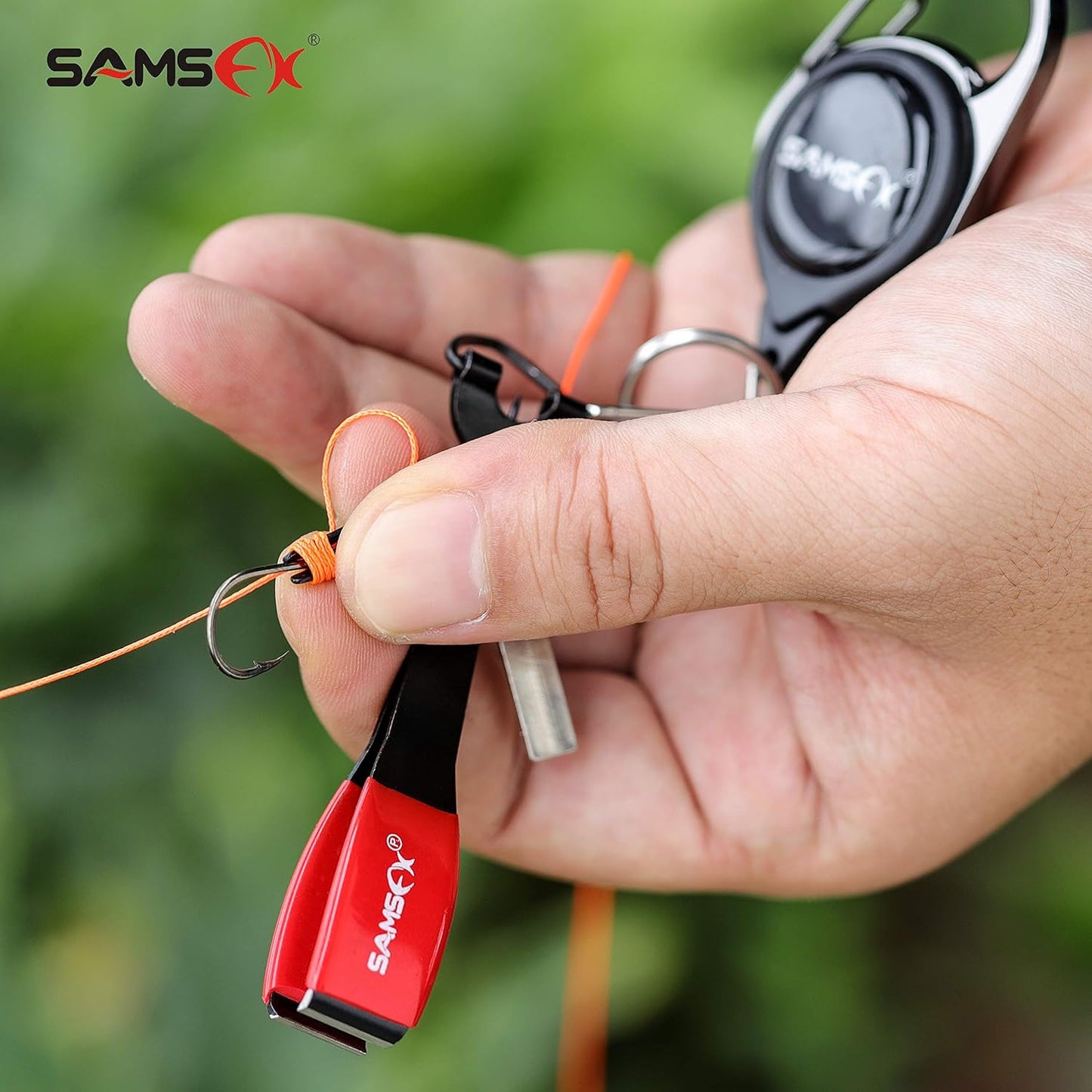SAMSFX Multifunctional Fishing Knot Tying Tool and Nippers with Retractor for Quick Knot Tying on Hooks, Lures, and Flies
