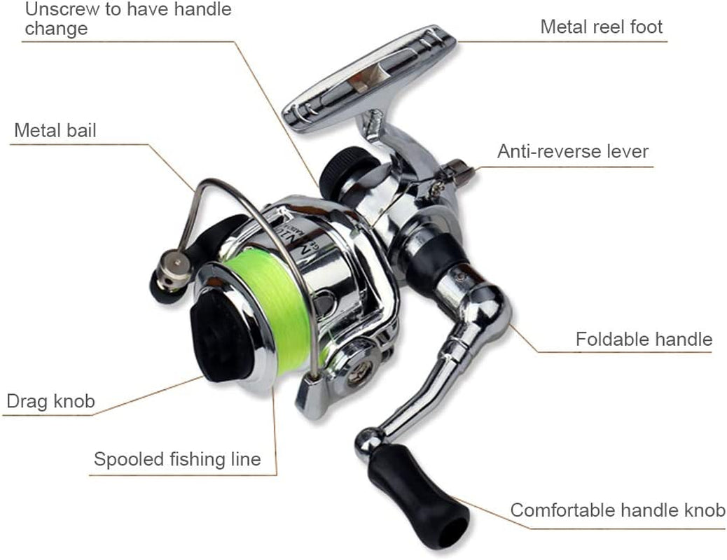 Lixada Telescopic Mini Pen Fishing Rod and Spinning Reel Combo Kit