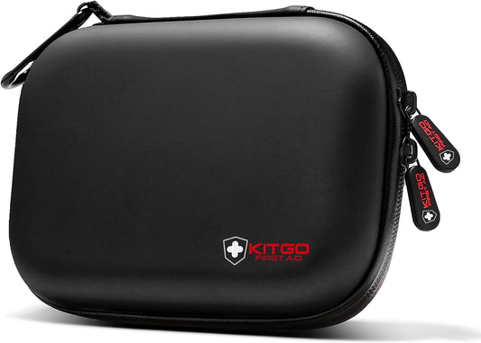 Kitgo Comprehensive First Aid Kit - 101 Essential Supplies in Waterproof EVA Case for Travel, Home, Sports, and Outdoor Activities (Black)