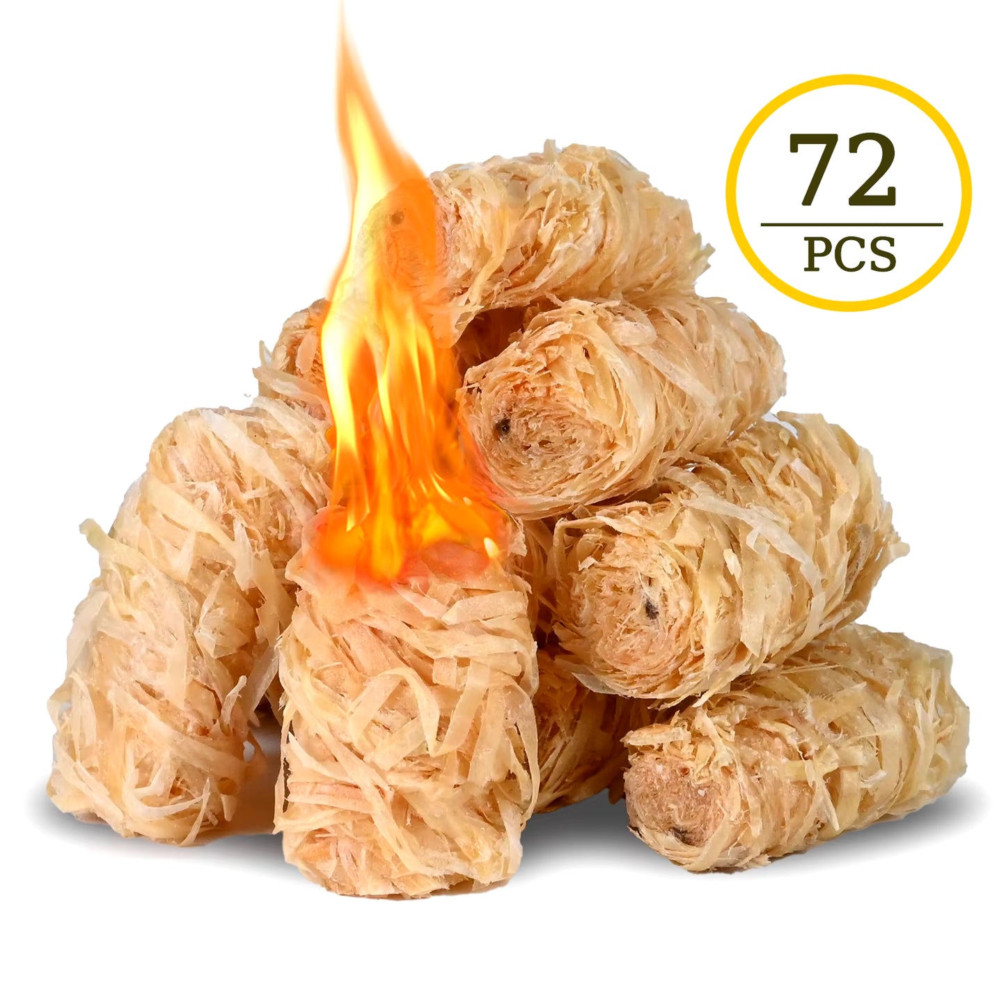 72-Piece Natural Charcoal Fire Starters for Quick Ignition - Ideal for Campfires, Pizza Ovens, BBQ Grills, and Smokers