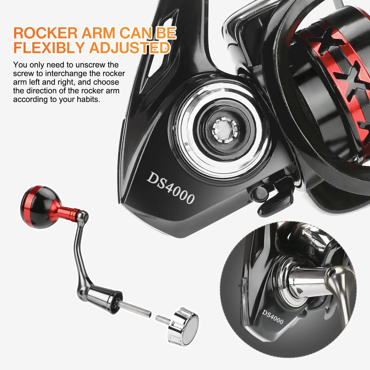 Lightweight Metal Spinning Reel for Freshwater and Saltwater Fishing, High-Speed Ultralight Trout Reel with 2+1 Ball Bearings, Left/Right Handle (Model 4000)