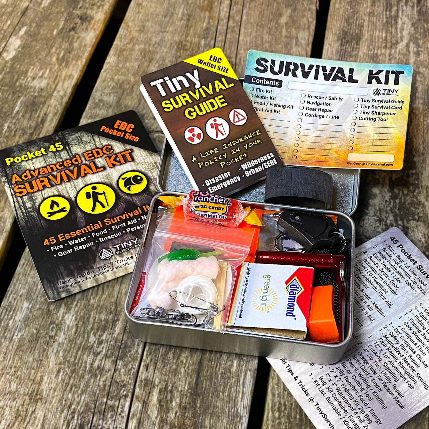 EDC Survival Kit Bundle: Comprehensive Kit with Tiny Survival Guide and Storage Tin for Emergency Preparedness and Tactical Use - Ideal Gift Option