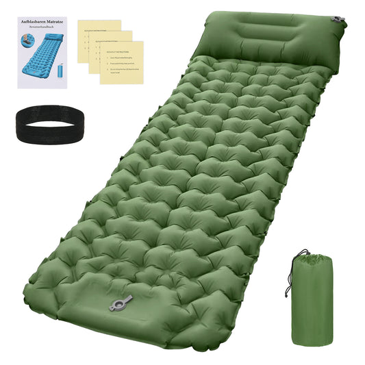 Camping Sleeping Pad with Pillow and Built-in Pump