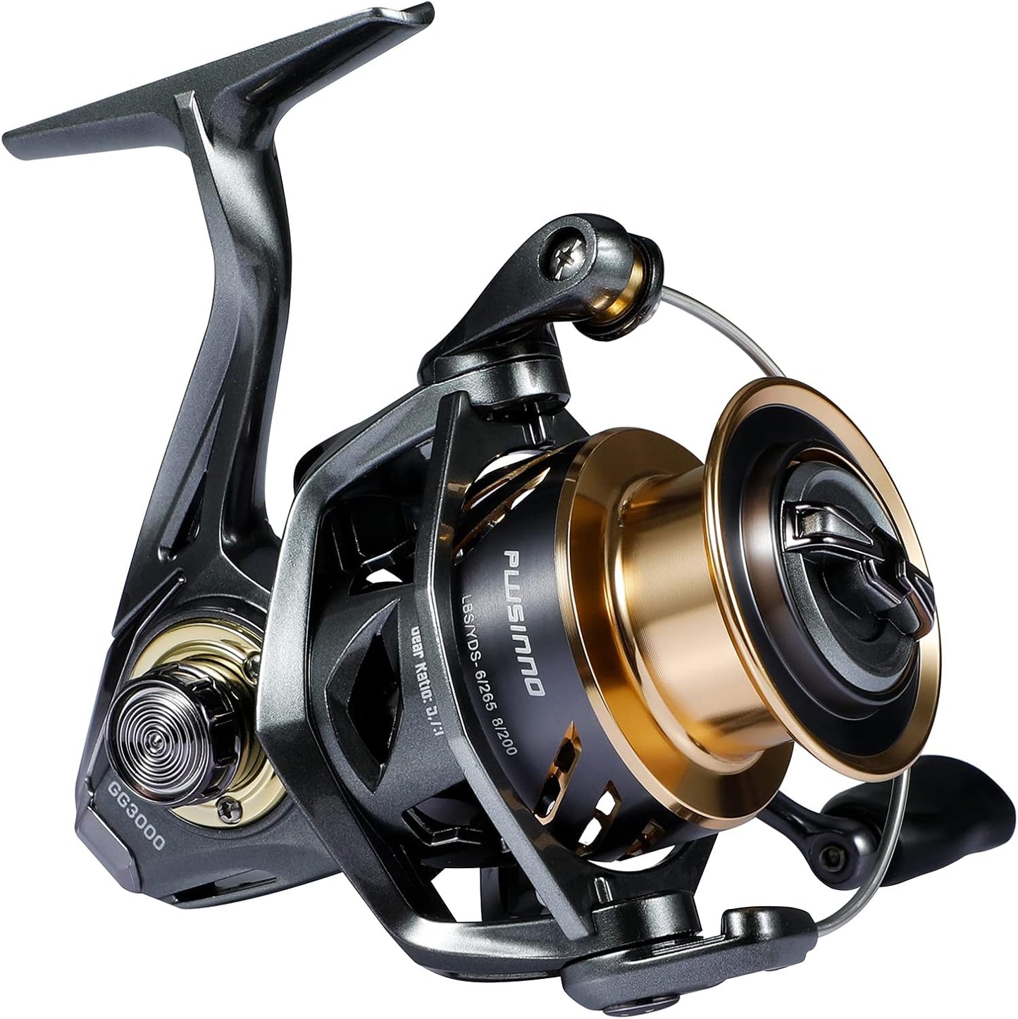 PLUSINNO GG High-Speed Spinning Reel with 5.1:1-5.7:1 Gear Ratio, 22-30 LB Drag System, 9+1BB Ultra Smooth Performance, Lightweight Design for Freshwater and Saltwater Fishing