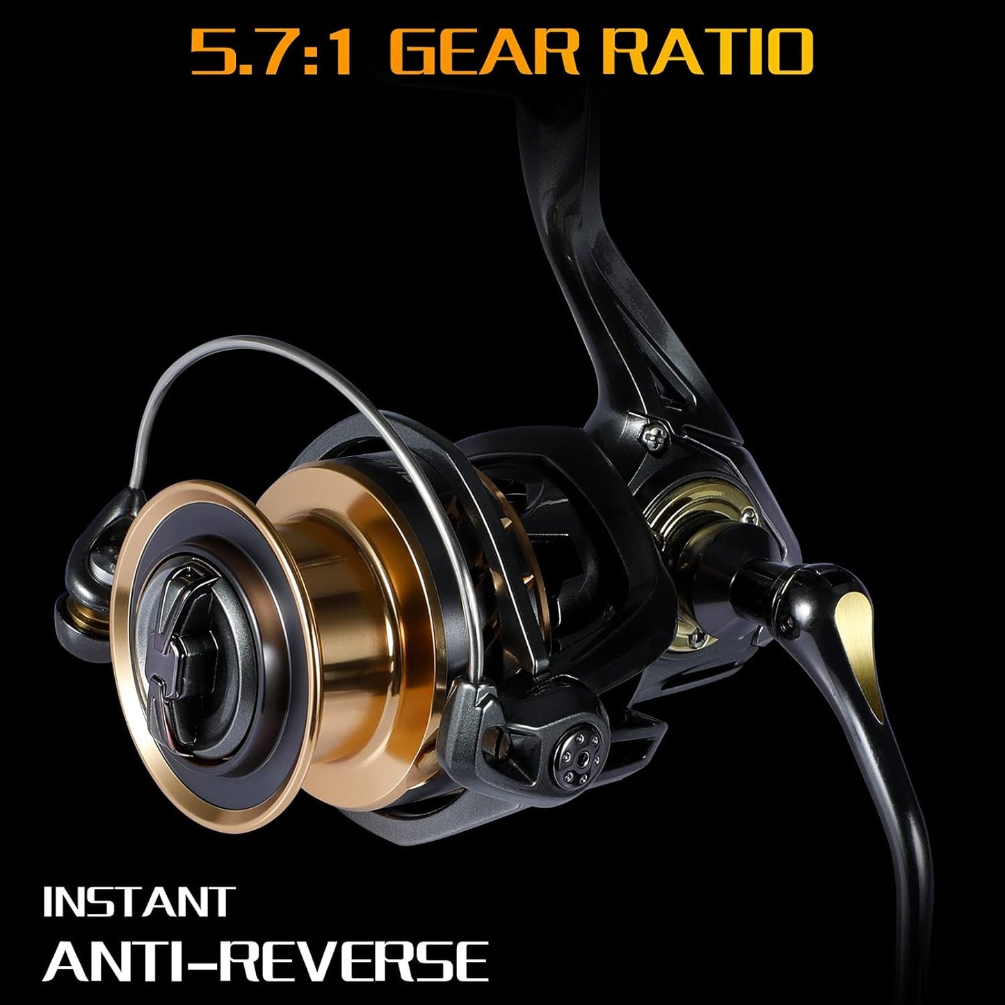 PLUSINNO GG High-Speed Spinning Reel with 5.1:1-5.7:1 Gear Ratio, 22-30 LB Drag System, 9+1BB Ultra Smooth Performance, Lightweight Design for Freshwater and Saltwater Fishing