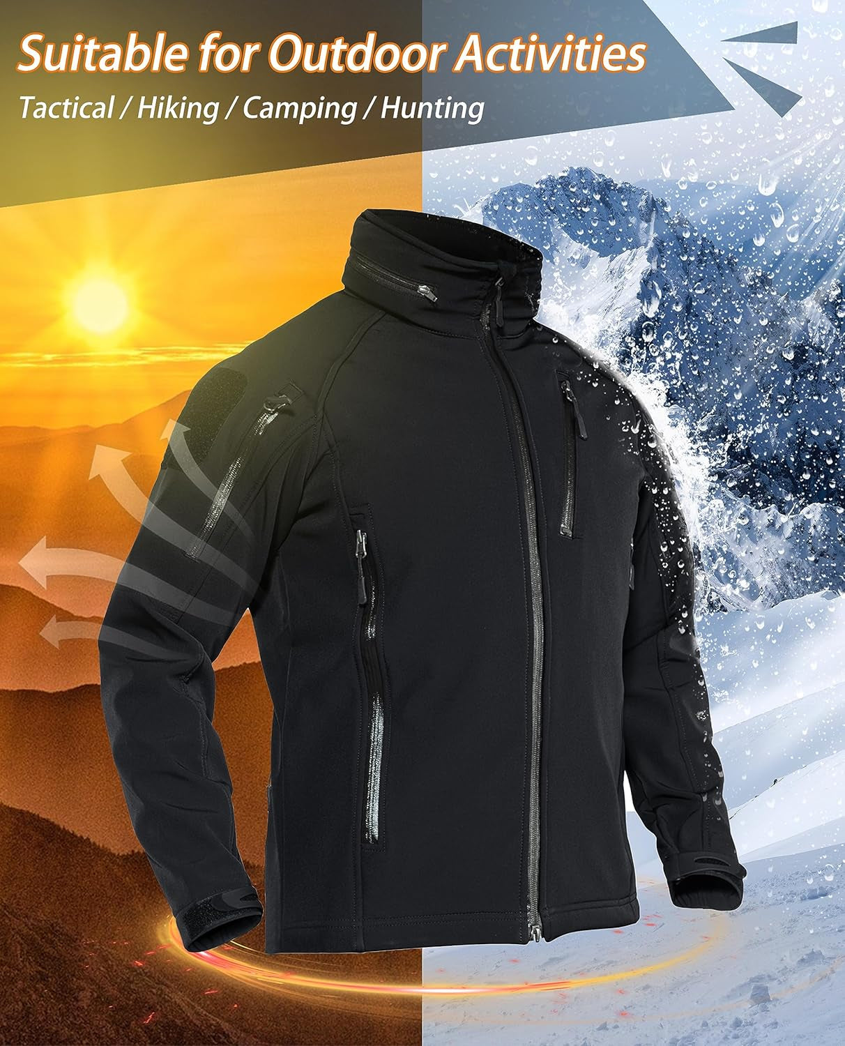 TACVASEN Men's Tactical Winter Jacket - Water Resistant, Windproof, and Versatile for Outdoor Activities