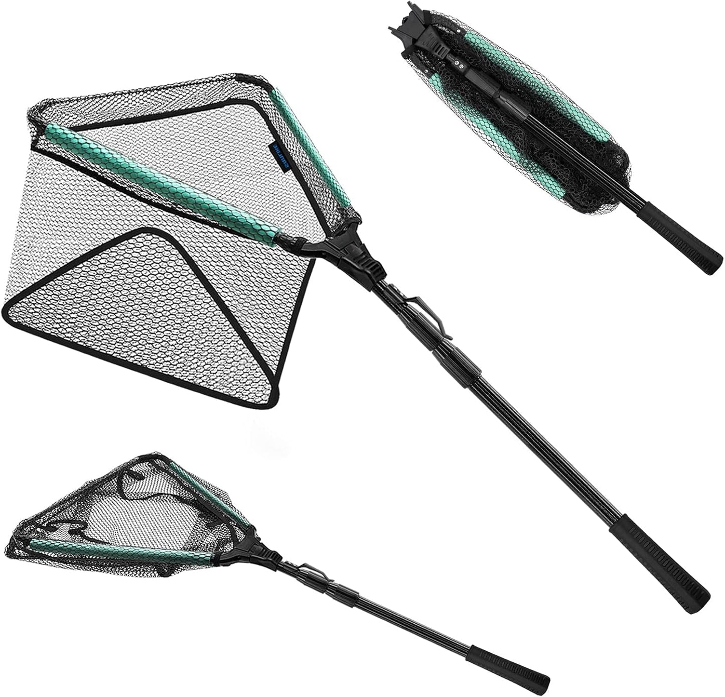 KOMCLUB Telescoping Floating Fishing Net with Rubber Coated Mesh for Easy Catch and Release in Freshwater and Saltwater - Ideal for All Ages