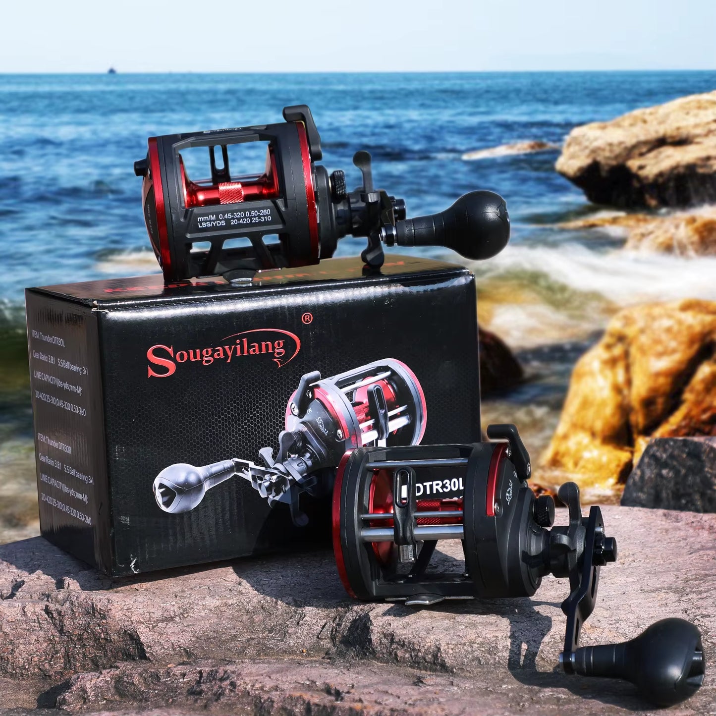 Sougayilang Baitcasting Trolling Fishing Reel - Versatile Left/Right Hand Design with High Line Capacity for Saltwater Fishing