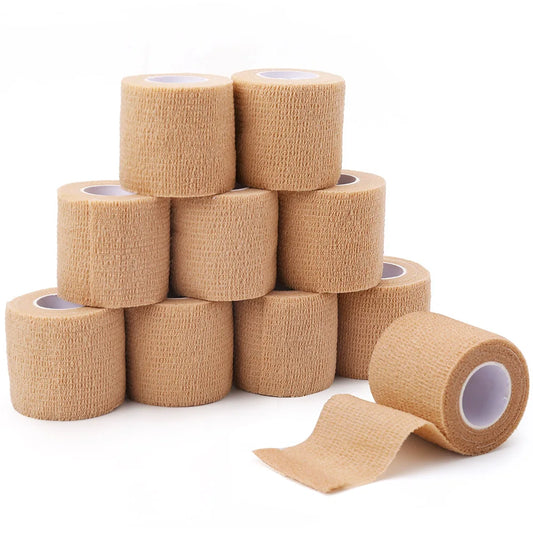 Self Adherent Cohesive Wrap Bandages for First Aid, 06 Count - Tan