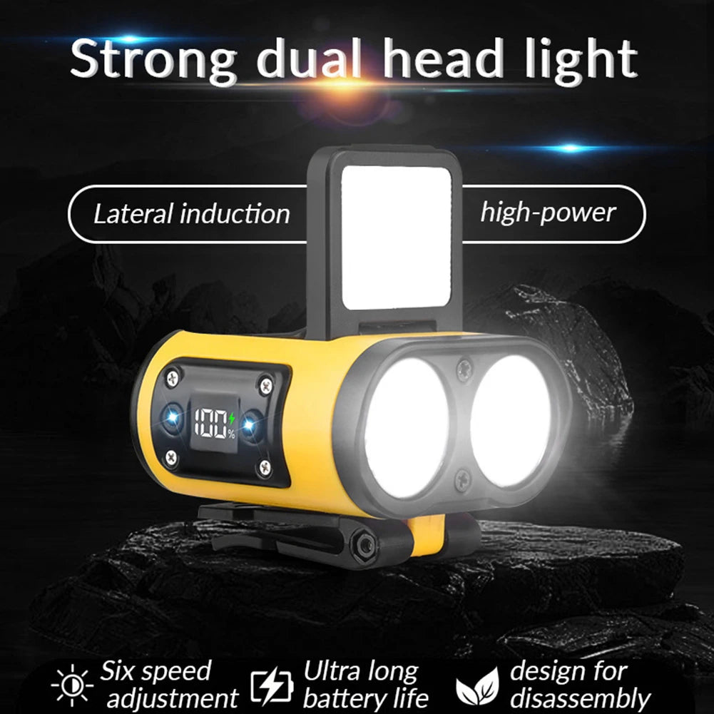 LED Headlamp Sensor COB Cap Clip Light USB Rechargeable Head Flashlight Built-in Battery Headlight Led Head for Fishing Camping