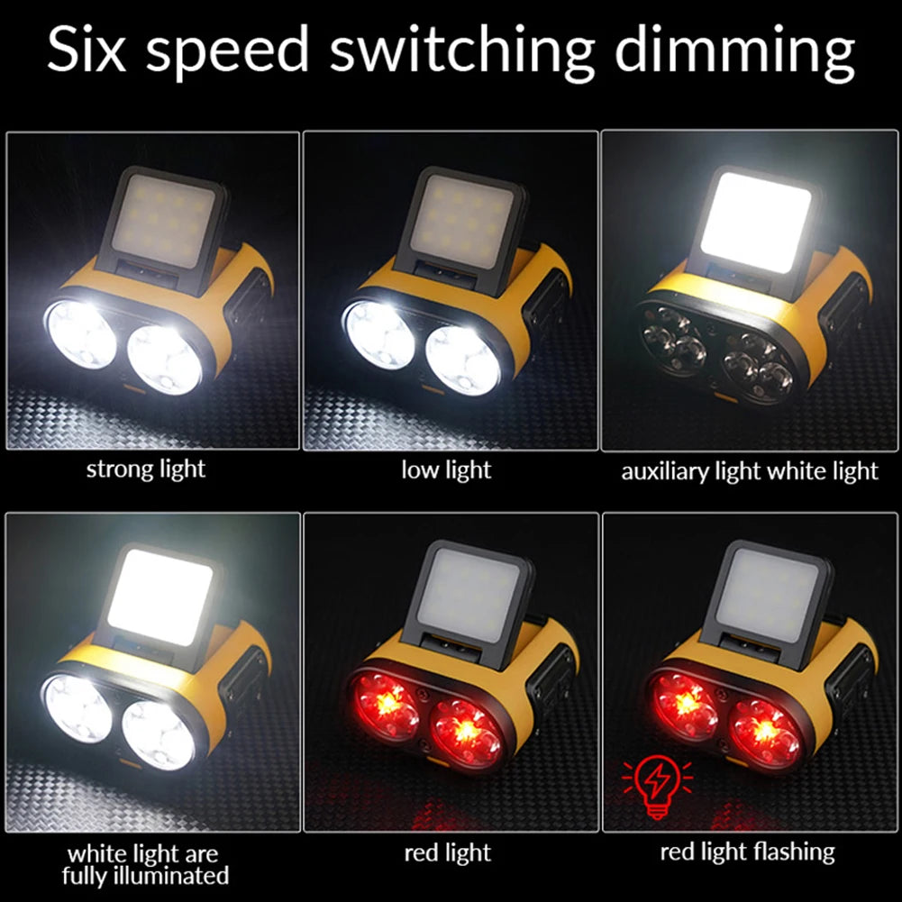 LED Headlamp Sensor COB Cap Clip Light USB Rechargeable Head Flashlight Built-in Battery Headlight Led Head for Fishing Camping