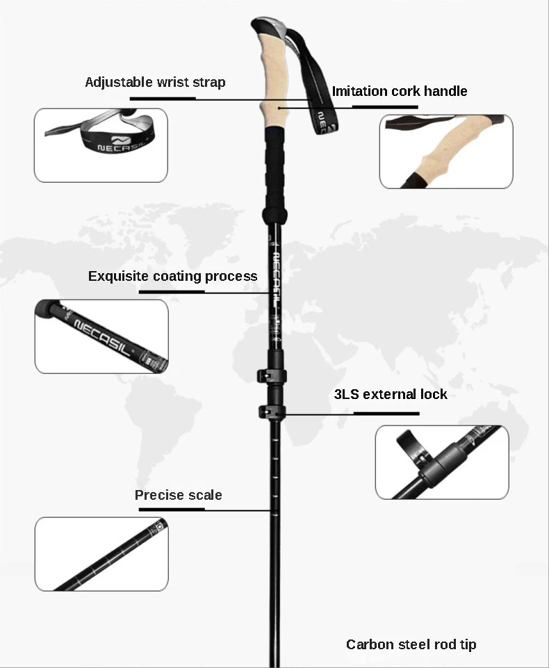 Alpenstocks Aluminum Outdoor Hiking Anti Shock Trekking Pole (1 Pole)