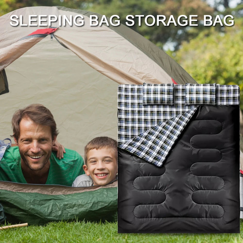 Double Sleeping Bag, For Two Adults (with 2 Pillows)