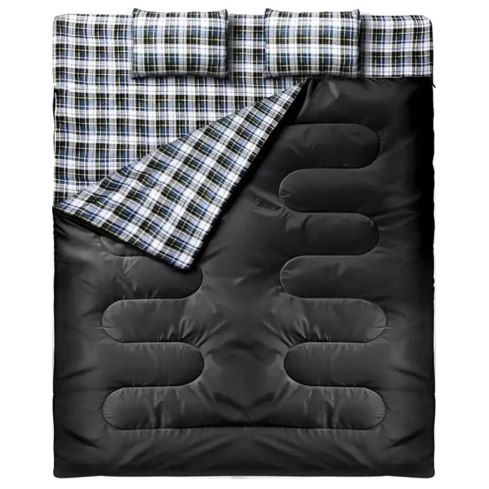 Double Sleeping Bag, For Two Adults (with 2 Pillows)
