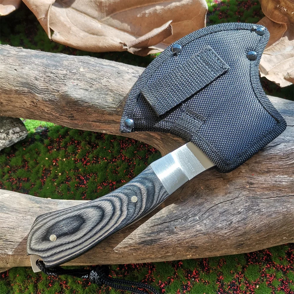 Wooden Handle Survival Axe, Stainless Steel Blade