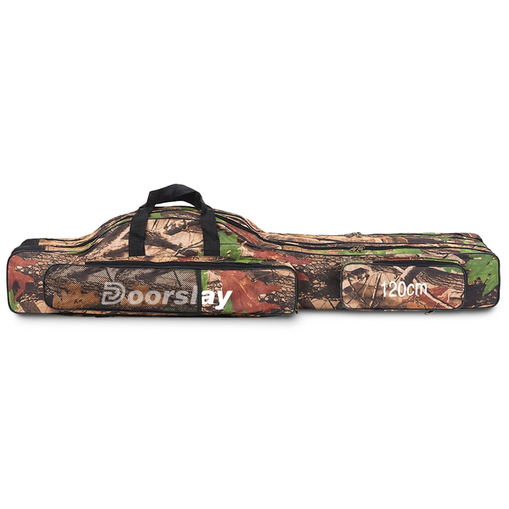 Doorslay 3 Layers Fishing Bag Portable Folding Fishing Rod Reel Bag Fishing Tackle Carry Case Travel Storage Bag Fishing Goods