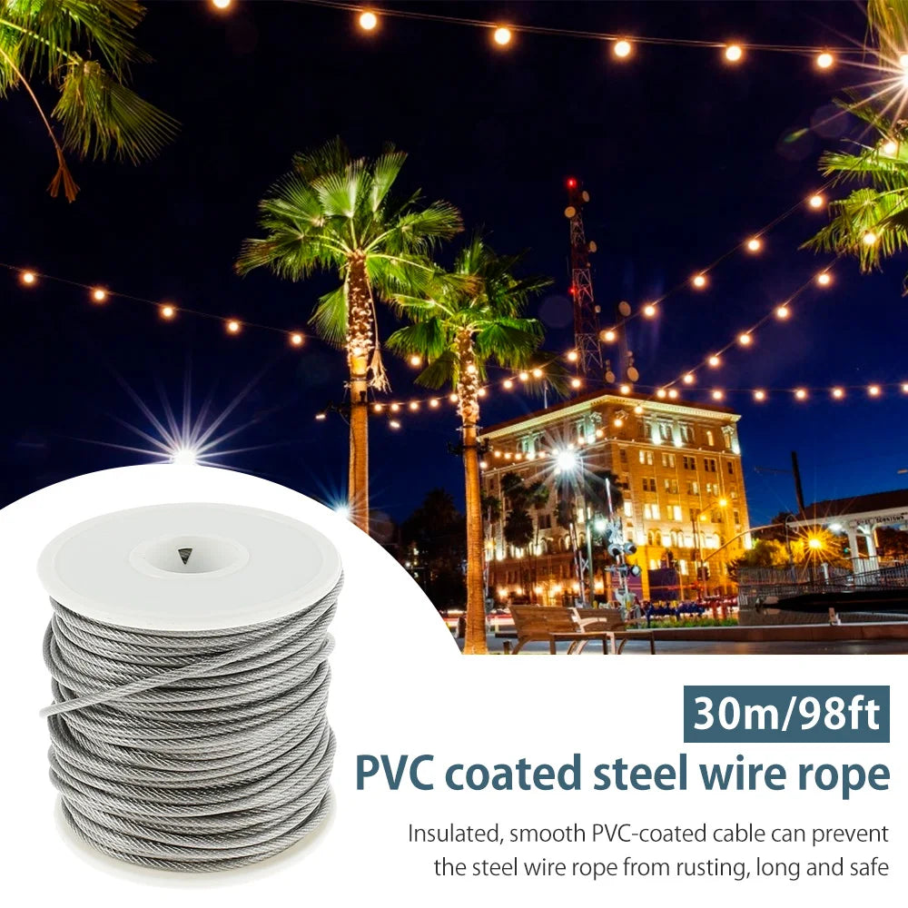 15/30m Stainless Steel Cable Rope Kits, Heavy Duty