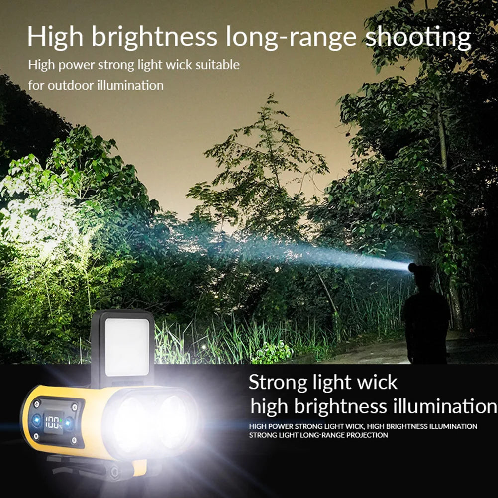 LED Headlamp Sensor COB Cap Clip Light USB Rechargeable Head Flashlight Built-in Battery Headlight Led Head for Fishing Camping