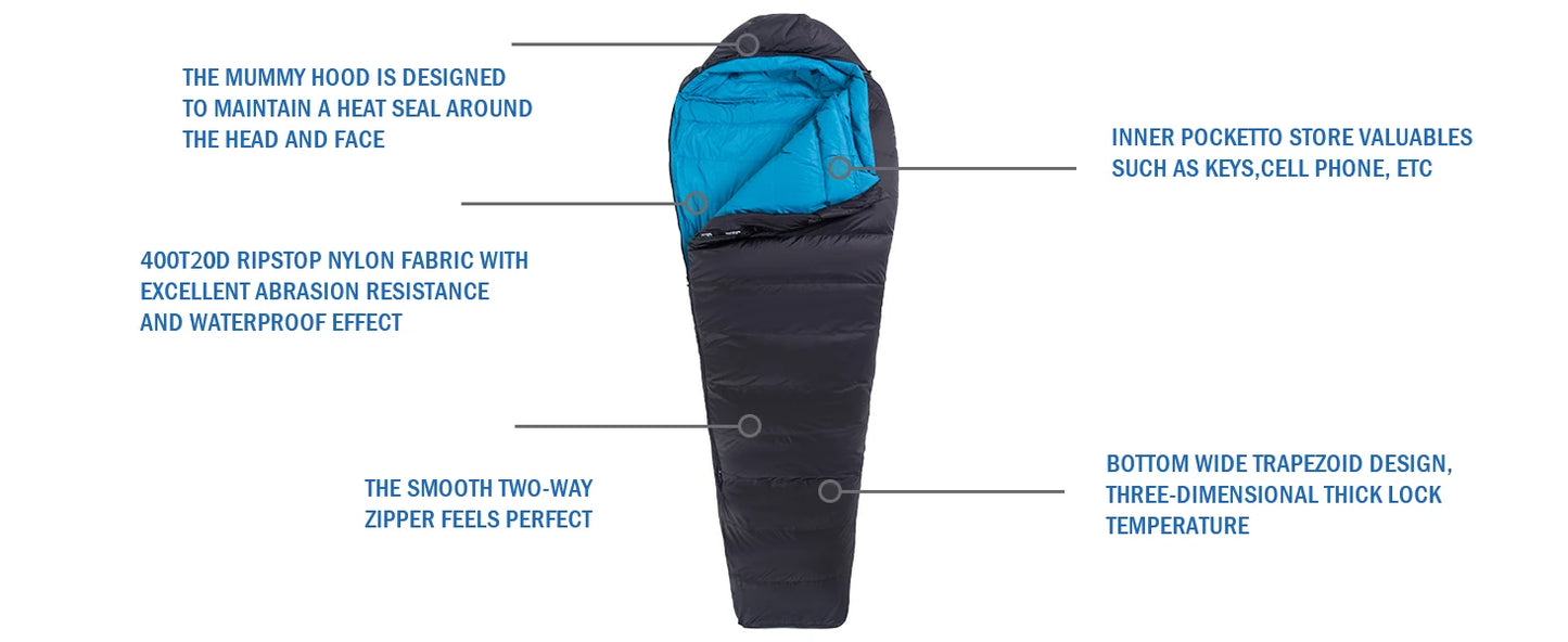 QEZER High Performance Sleeping Bag - Rated at 0°F (with Compression Sack)