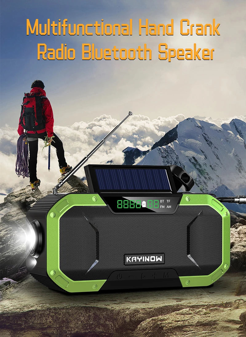 KAYINOW Portable Emergency Solar Hand Crank Radio 5000mAh Power Bank Cranker Flash Light Camping Survival Kit Radio ערכת חירום