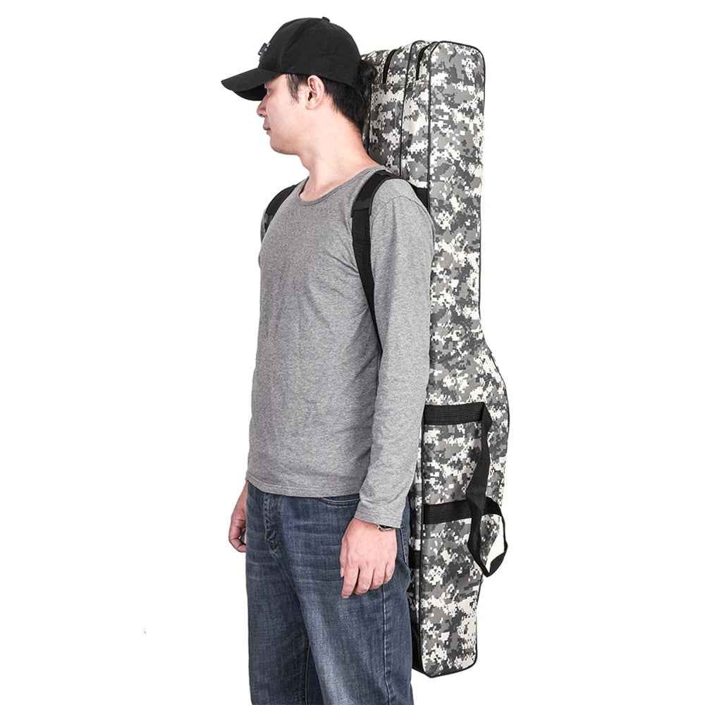 Doorslay 3 Layers Fishing Bag Portable Folding Fishing Rod Reel Bag Fishing Tackle Carry Case Travel Storage Bag Fishing Goods