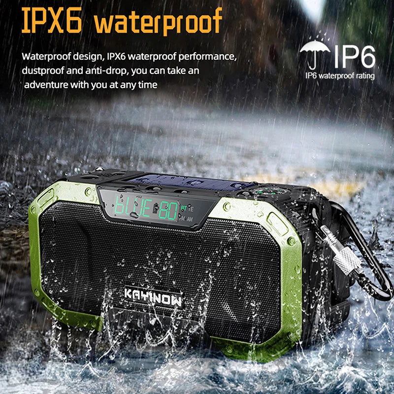 KAYINOW Portable Emergency Solar Hand Crank Radio 5000mAh Power Bank Cranker Flash Light Camping Survival Kit Radio ערכת חירום