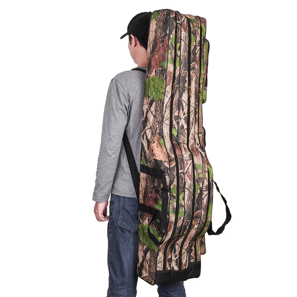 Doorslay 3 Layers Fishing Bag Portable Folding Fishing Rod Reel Bag Fishing Tackle Carry Case Travel Storage Bag Fishing Goods