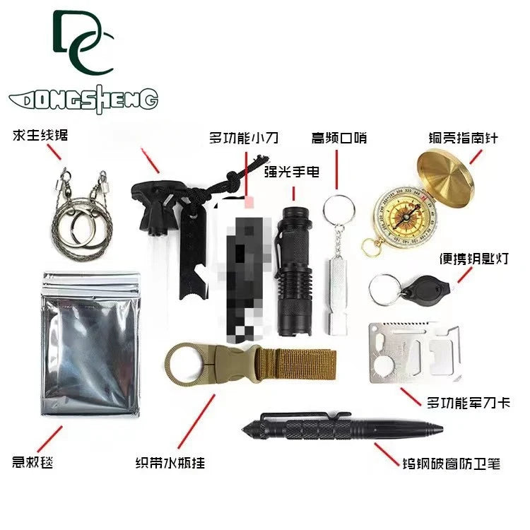 17 in 1 outdoor adventure survival tactical kit
