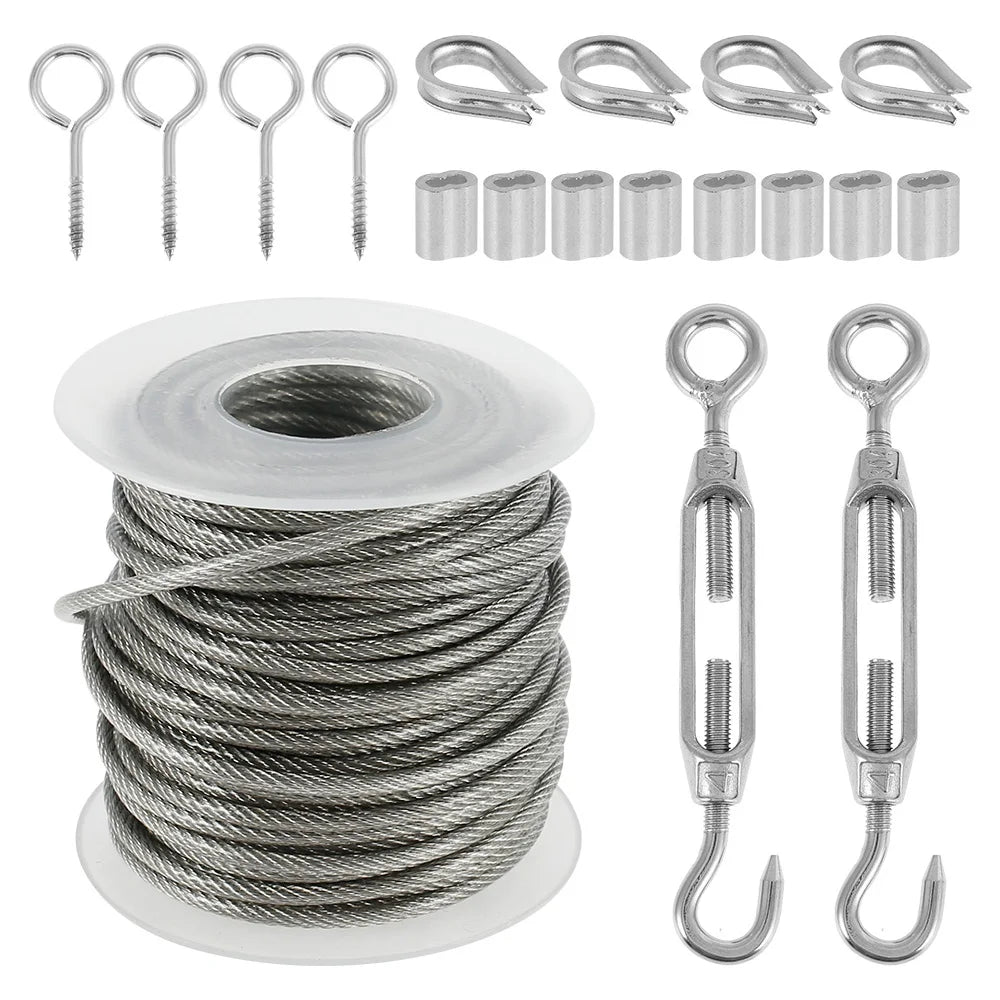 15/30m Stainless Steel Cable Rope Kits, Heavy Duty