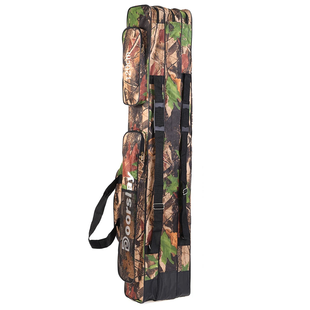 Doorslay 3 Layers Fishing Bag Portable Folding Fishing Rod Reel Bag Fishing Tackle Carry Case Travel Storage Bag Fishing Goods
