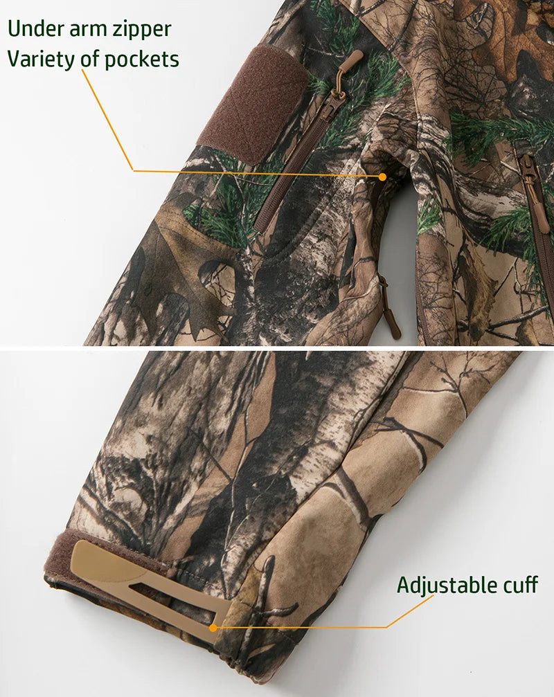 Silent Soft Shell Camouflage Hunting Jacket