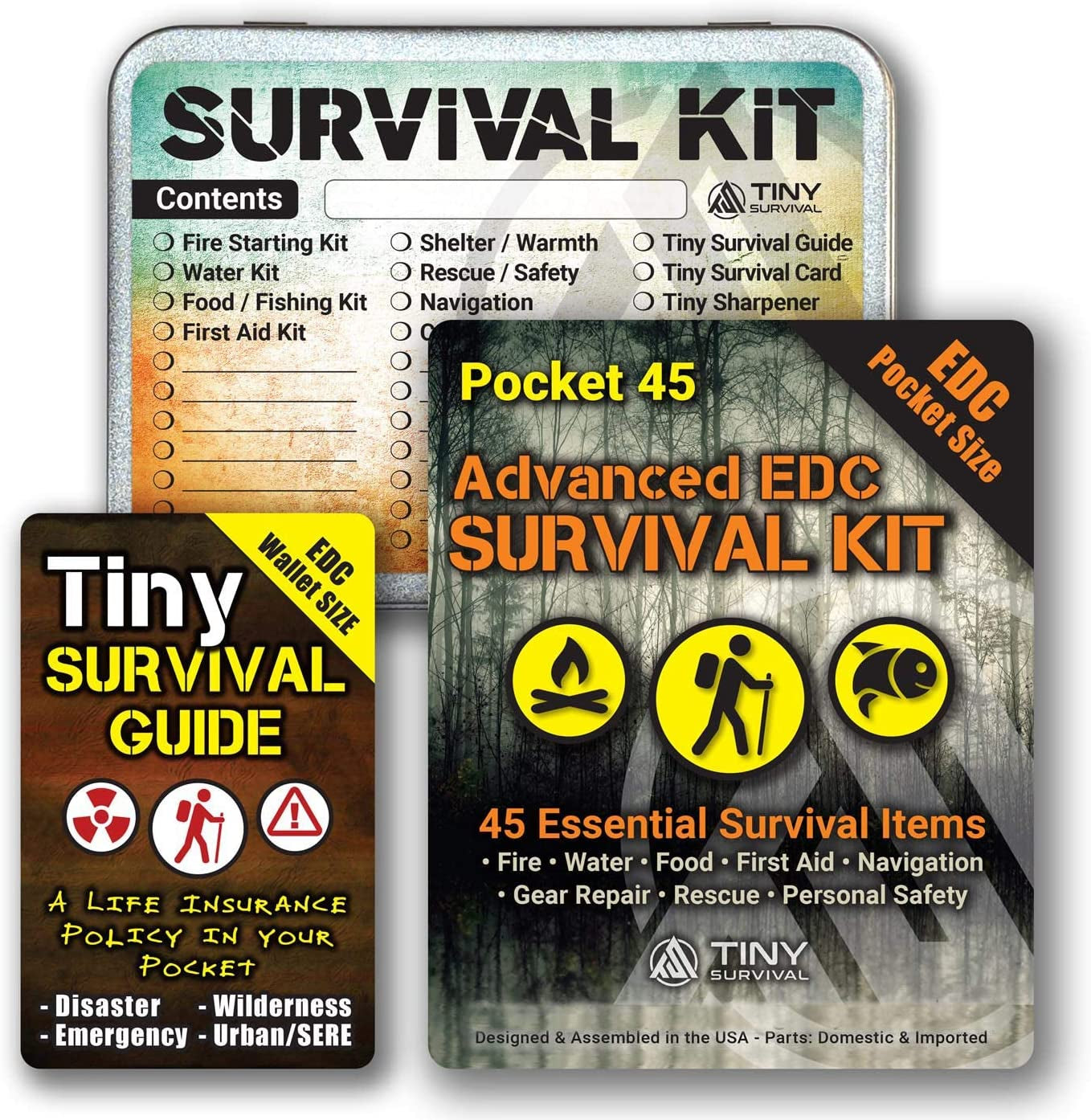 EDC Survival Kit Bundle: Comprehensive Kit with Tiny Survival Guide and Storage Tin for Emergency Preparedness and Tactical Use - Ideal Gift Option