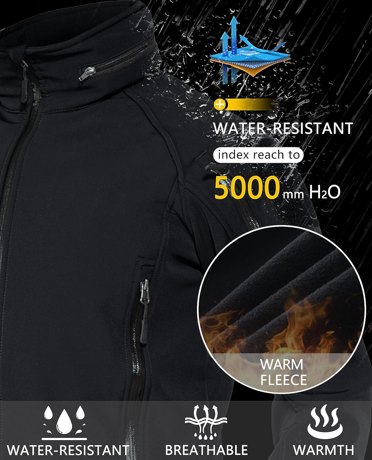 TACVASEN Men's Tactical Winter Jacket - Water Resistant, Windproof, and Versatile for Outdoor Activities