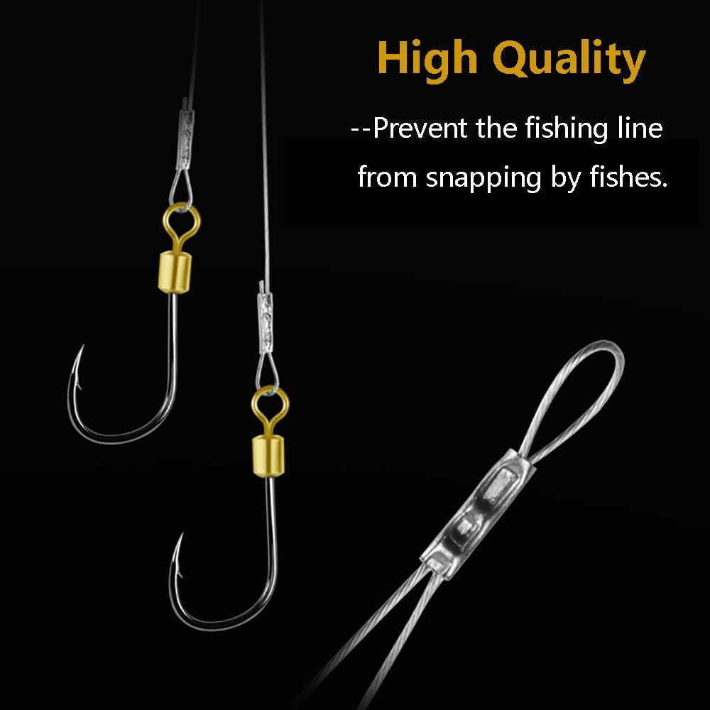 Dyxssm Stainless Steel Fishing Hooks and Leader Rigging Wire Set