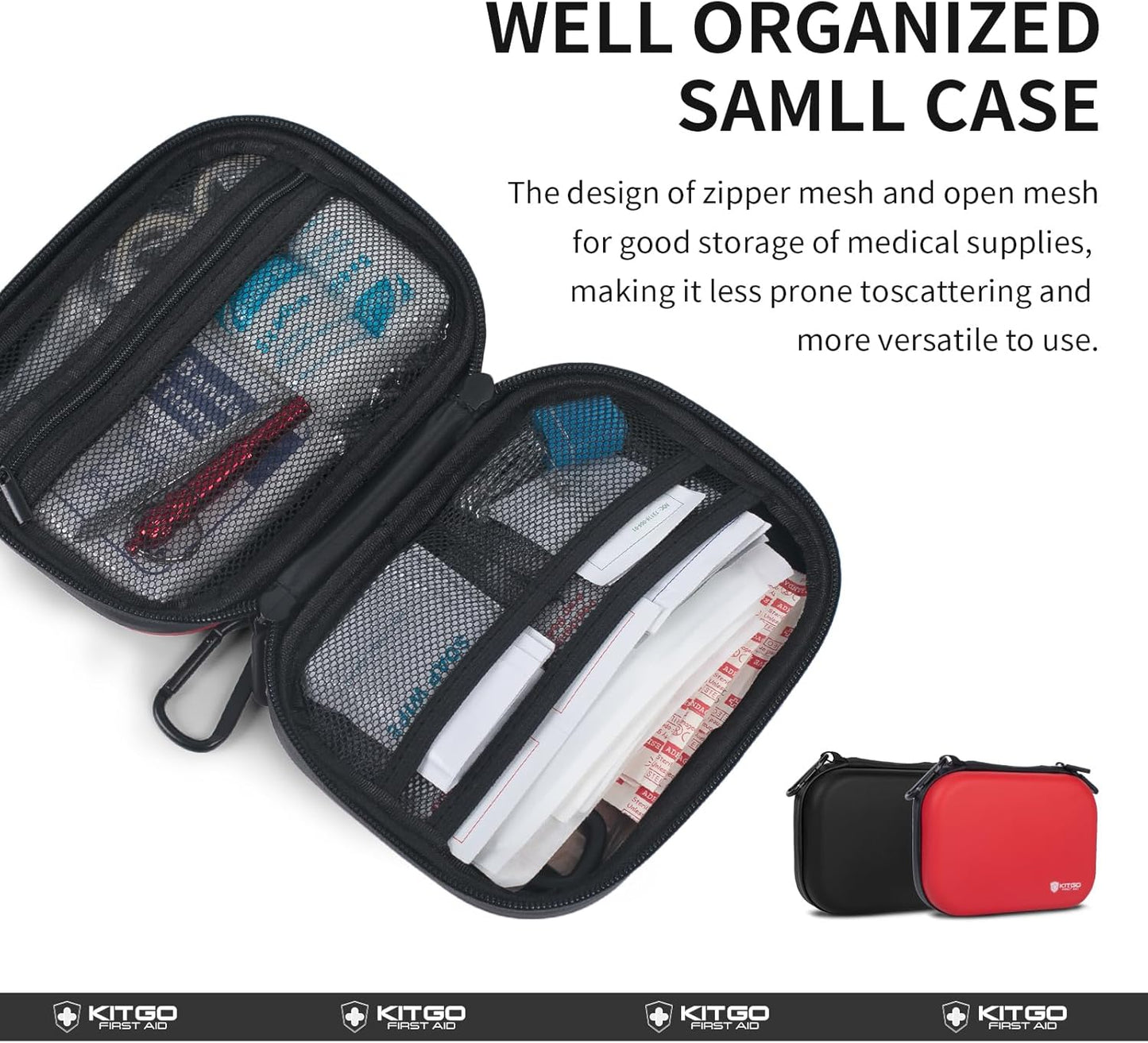 Kitgo Comprehensive First Aid Kit - 101 Essential Supplies in Waterproof EVA Case for Travel, Home, Sports, and Outdoor Activities (Black)