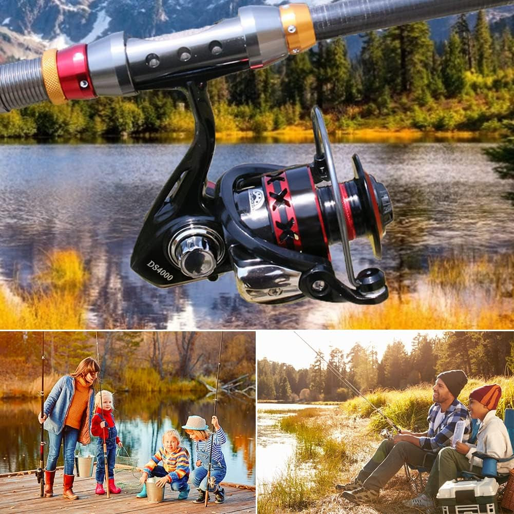 Lightweight Metal Spinning Reel for Freshwater and Saltwater Fishing, High-Speed Ultralight Trout Reel with 2+1 Ball Bearings, Left/Right Handle (Model 4000)