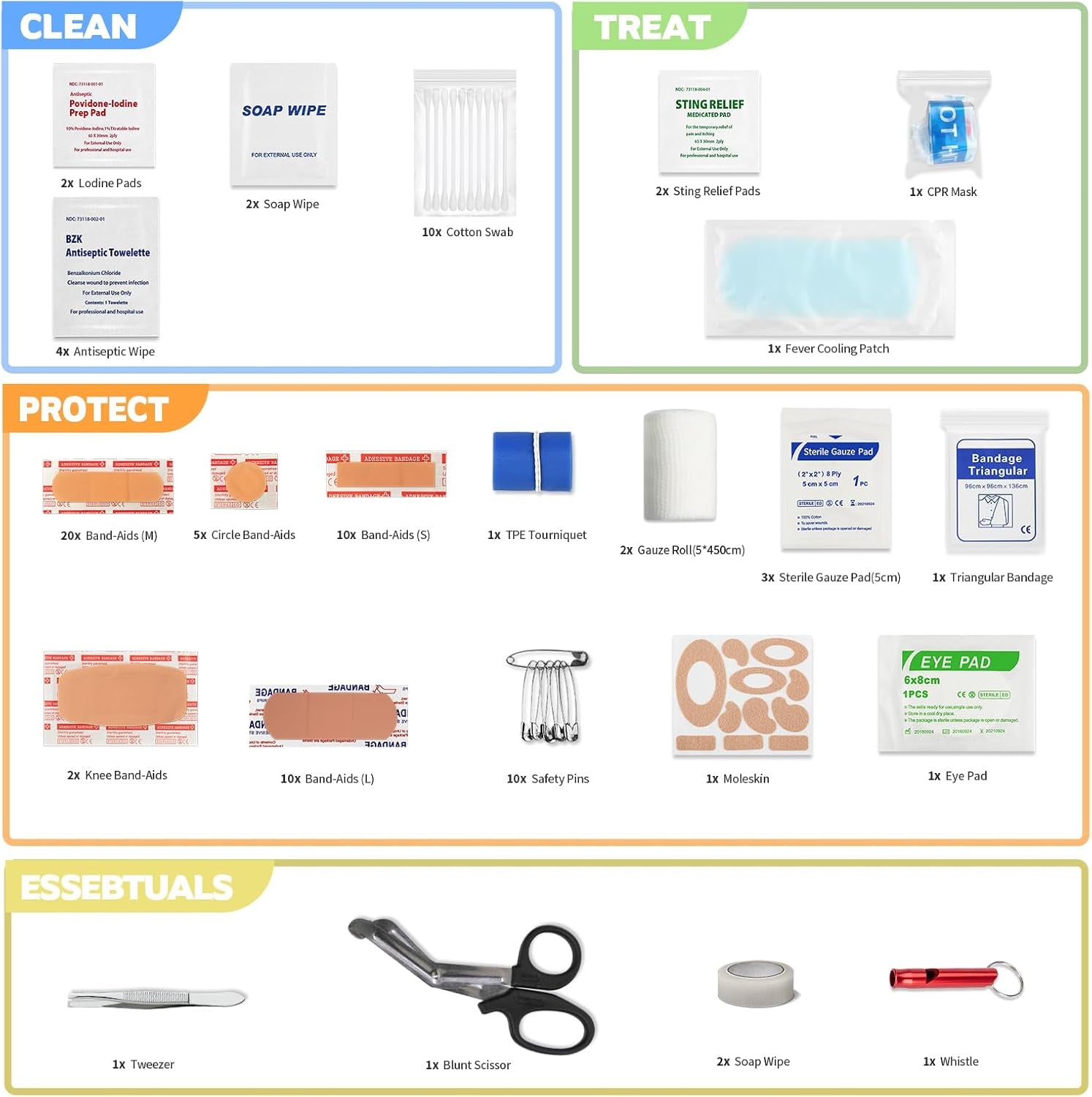 Kitgo Comprehensive First Aid Kit - 101 Essential Supplies in Waterproof EVA Case for Travel, Home, Sports, and Outdoor Activities (Black)