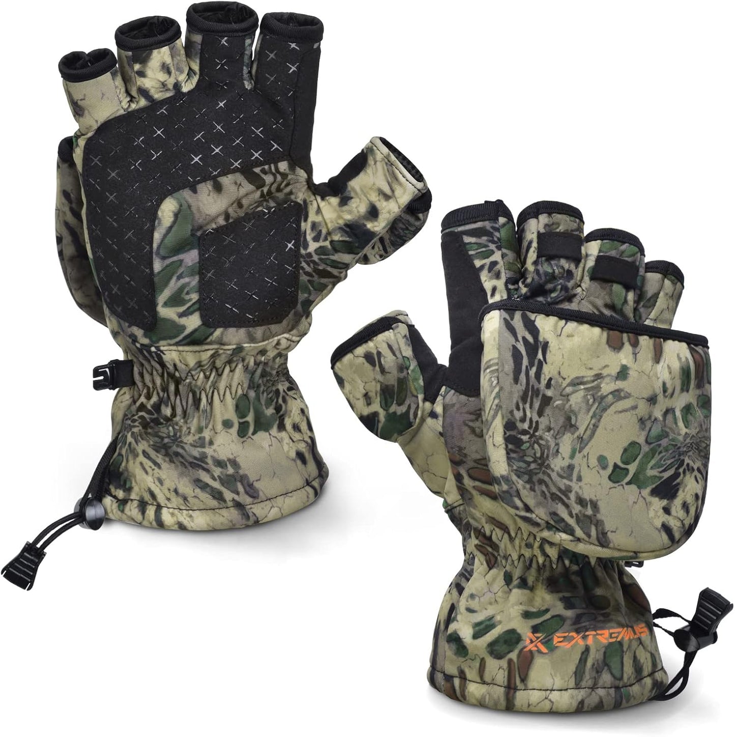 Extremus Convertible Ice Fishing Gloves - Insulated Winter Mittens for Cold Weather Activities