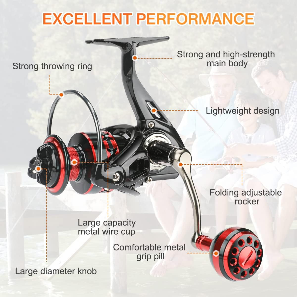 Lightweight Metal Spinning Reel for Freshwater and Saltwater Fishing, High-Speed Ultralight Trout Reel with 2+1 Ball Bearings, Left/Right Handle (Model 4000)