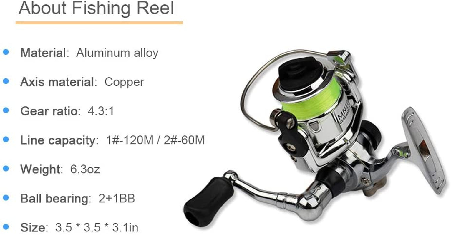 Lixada Telescopic Mini Pen Fishing Rod and Spinning Reel Combo Kit