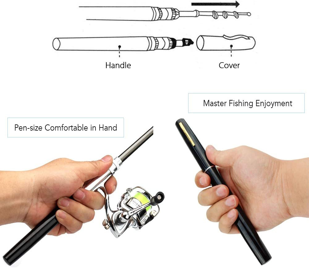Lixada Telescopic Mini Pen Fishing Rod and Spinning Reel Combo Kit