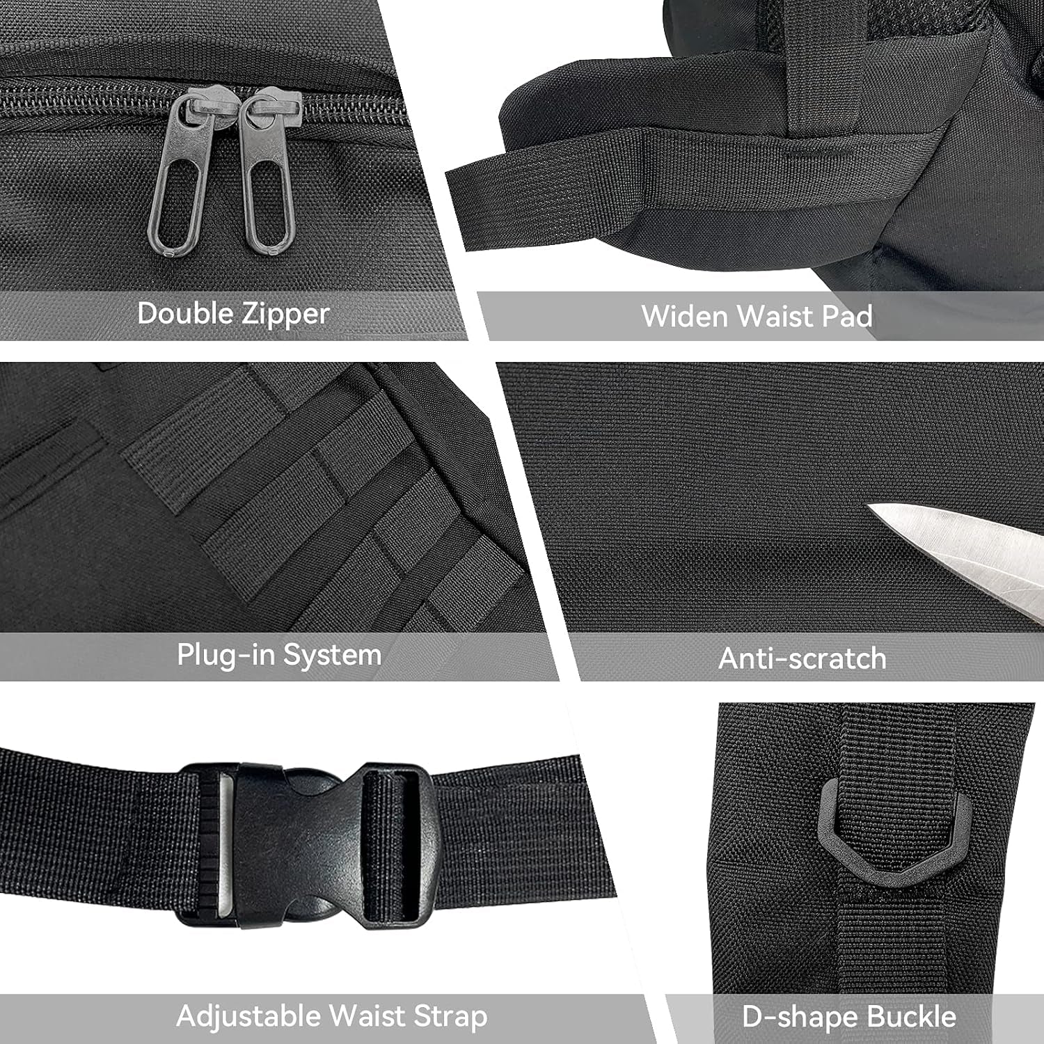 75L Lightweight Waterproof Hiking and Trekking Backpack - Tactical Ski Backpack in Black