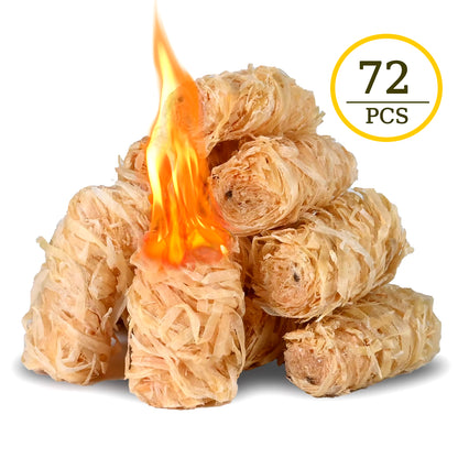 72-Piece Natural Charcoal Fire Starters for Quick Ignition - Ideal for Campfires, Pizza Ovens, BBQ Grills, and Smokers