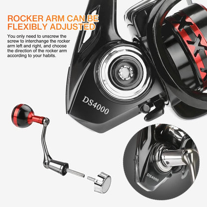 Lightweight Metal Spinning Reel for Freshwater and Saltwater Fishing, High-Speed Ultralight Trout Reel with 2+1 Ball Bearings, Left/Right Handle (Model 4000)