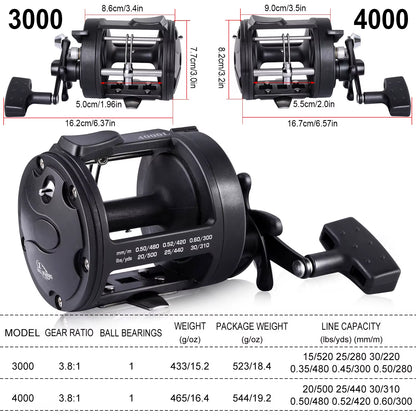 Sougayilang Baitcasting Trolling Fishing Reel - Versatile Left/Right Hand Design with High Line Capacity for Saltwater Fishing