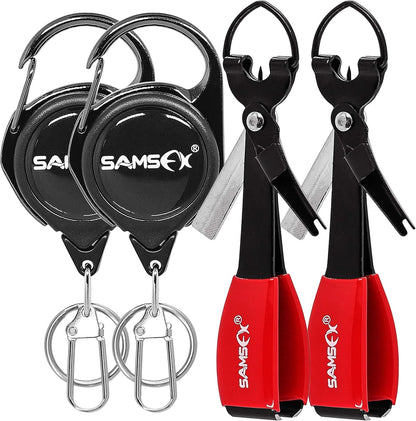 SAMSFX Multifunctional Fishing Knot Tying Tool and Nippers with Retractor for Quick Knot Tying on Hooks, Lures, and Flies