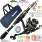 PLUSINNO Carbon Fiber Telescopic Fishing Rod and Reel Combo for Saltwater and Freshwater Fishing