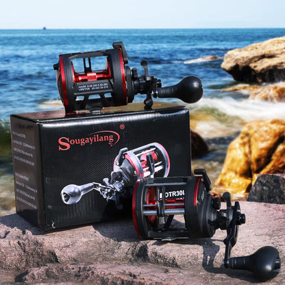 Sougayilang Baitcasting Trolling Fishing Reel - Versatile Left/Right Hand Design with High Line Capacity for Saltwater Fishing