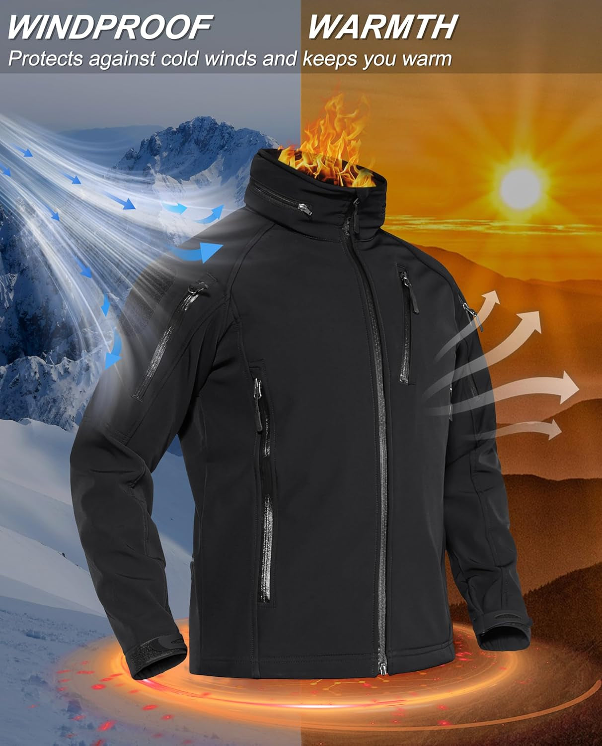 TACVASEN Men's Tactical Winter Jacket - Water Resistant, Windproof, and Versatile for Outdoor Activities